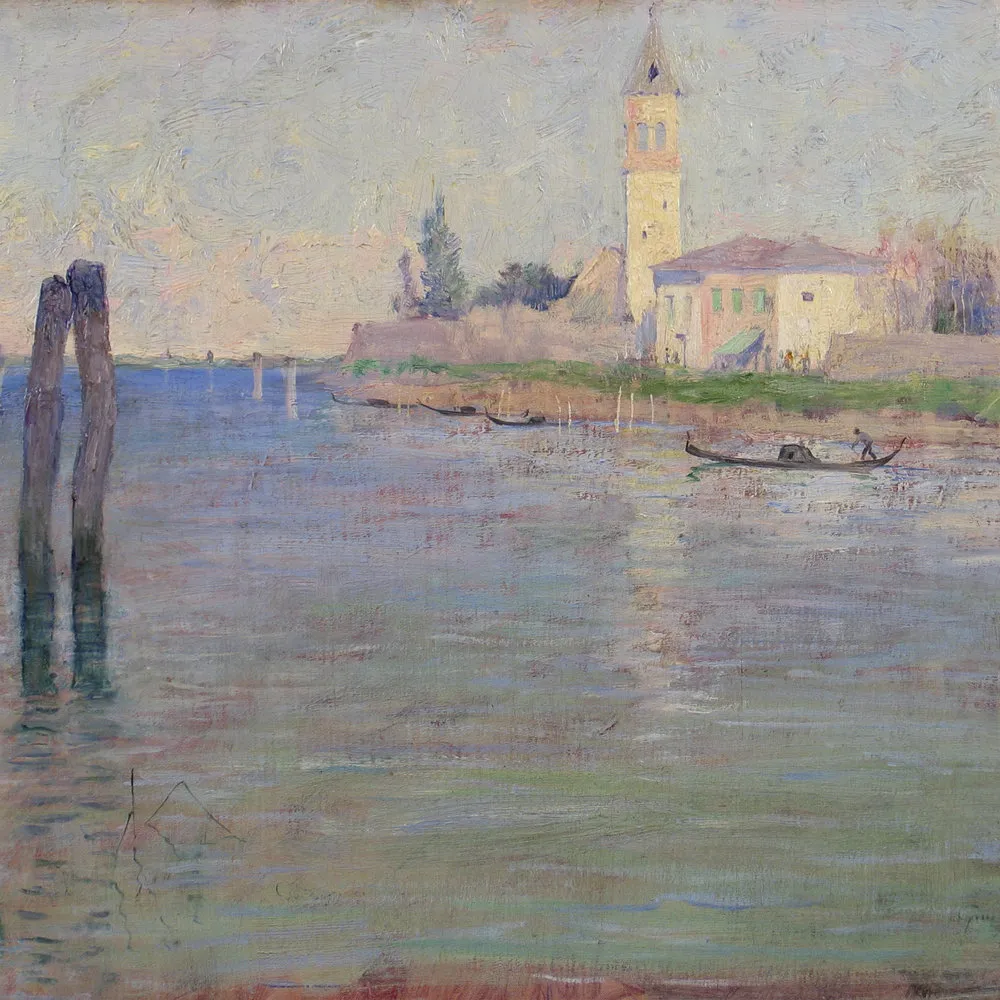 Guy Rose (1867–1925), The Gondolier, Venice, oil on canvas, 12 1/2 x 18 in. (detail)