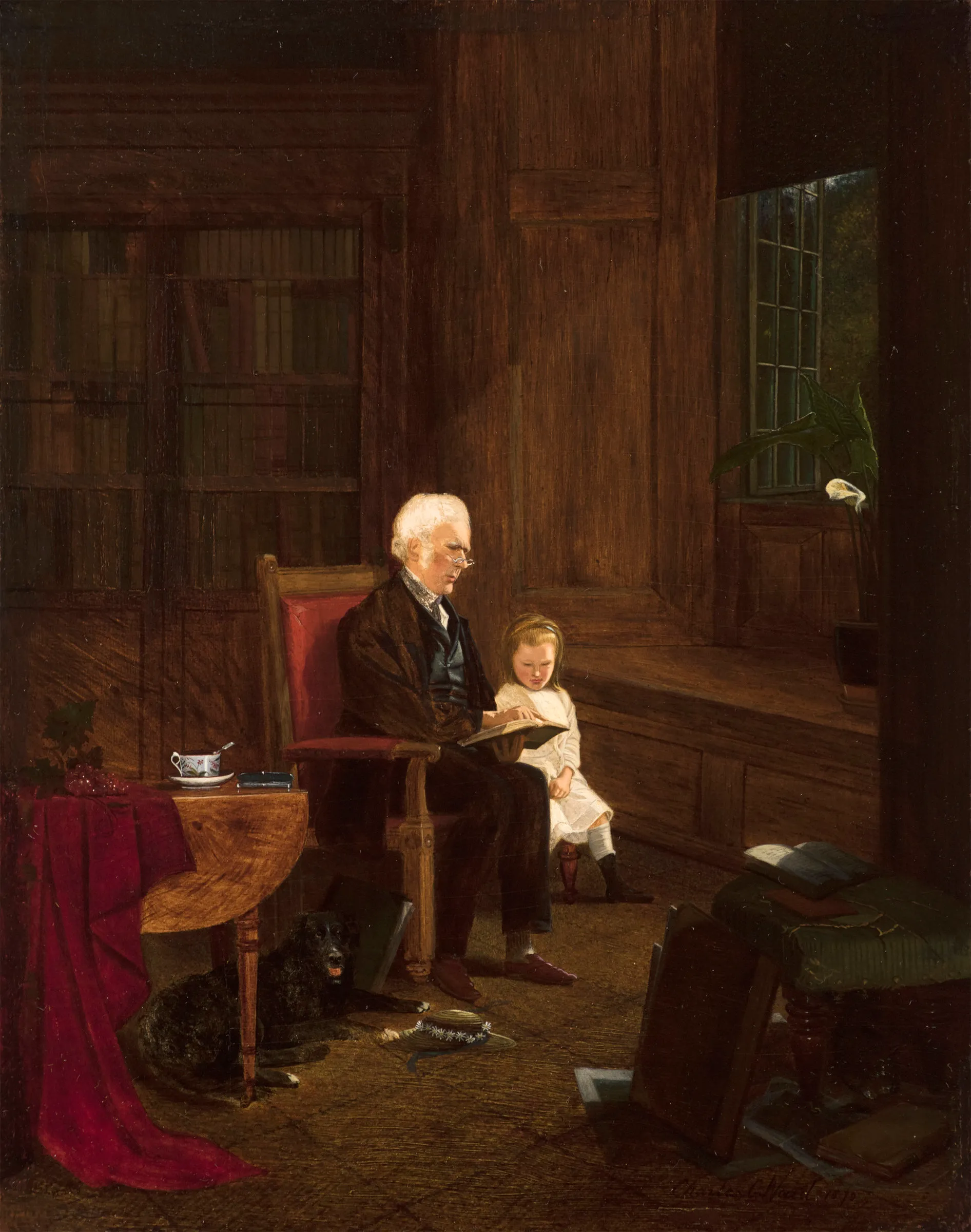 Charles Caleb Ward (1831–1896), The Lesson, 1875, oil on board, 10 x 7 7/8 in., signed and dated lower right: Charles C. Ward 1875
