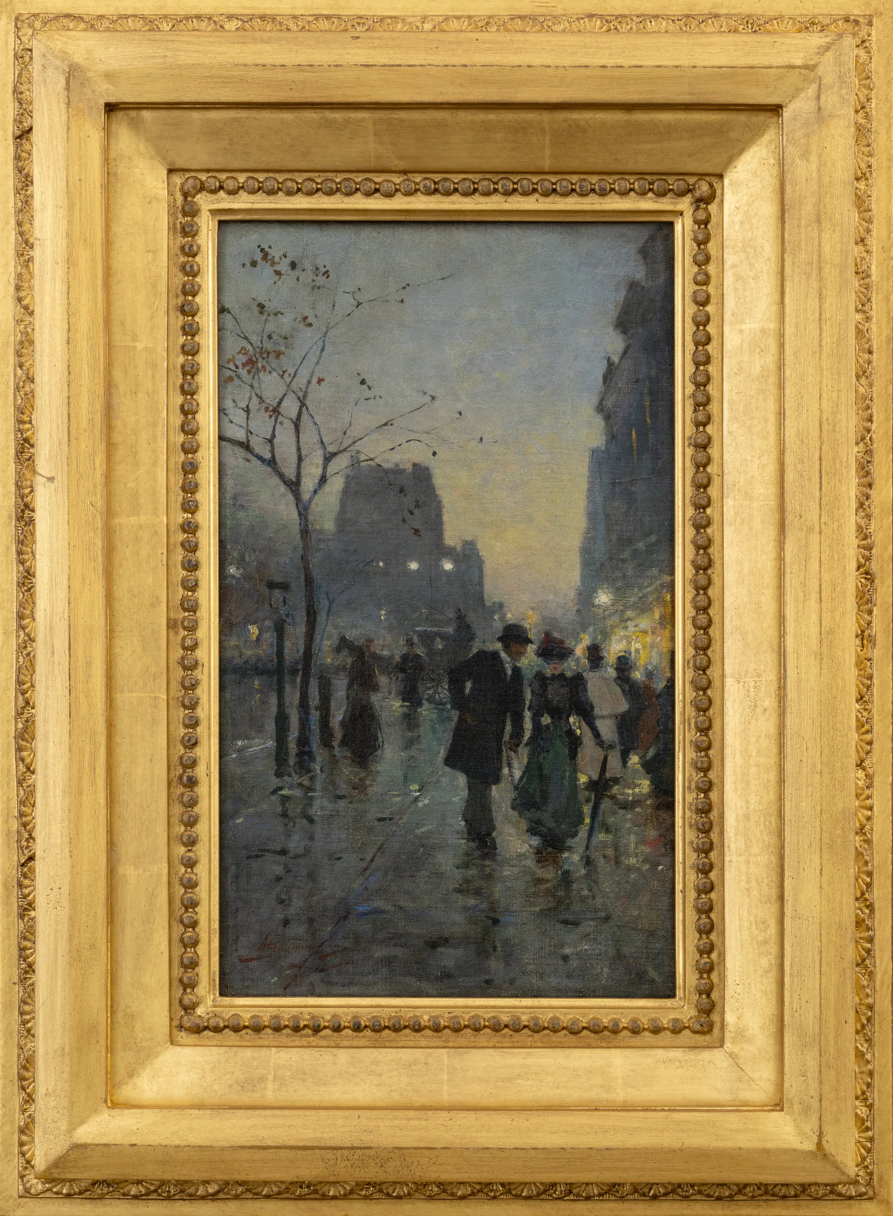 Alessandro Guaccimanni (1864–1927). Fifth Avenue at 24th Street, 1893. Oil on canvas, 14 x 8 1/2 in. Signed, dated lower left (framed)