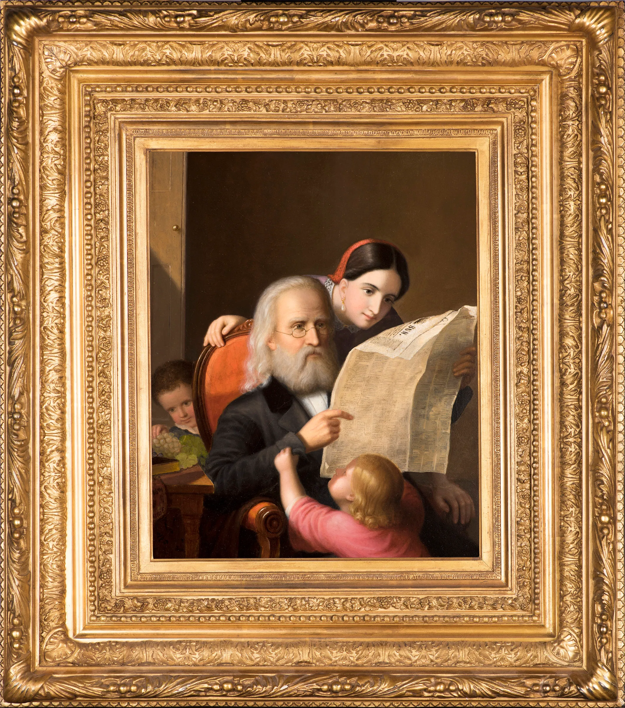 Hans Heinrich Bebie (c. 1800–1888), The Sun, c. 1852, Oil on panel, 16 x 13 in., Framed dimensions: 26 1/2 x 24 in., Signed lower left: H. Bebie