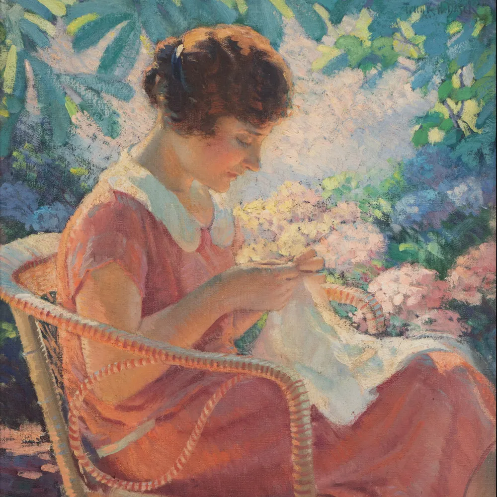 Frank H. Desch (1873–1934). In the Garden. Oil on canvas, 24 x 22 in. (detail)