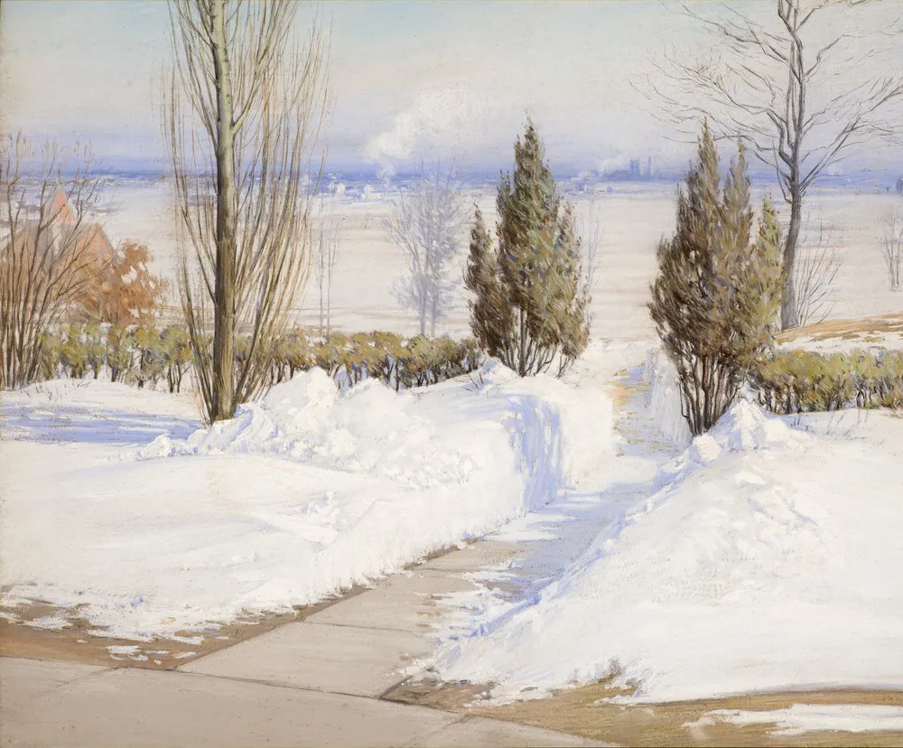 Alice Helm French (1864–after 1953), The Path Through the Drifts, Chicago, 1908, pastel on paper, 23 x 32 in. (detail)