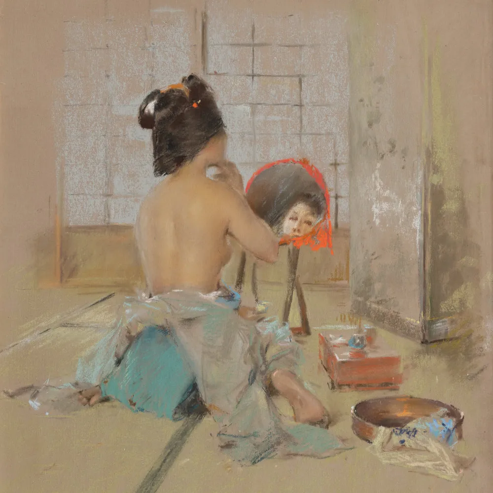 Robert Frederick Blum (1857–1903). Geisha at Her Toilet, c. 1891–92. Pastel on board, 14 1/4 x 11 1/2 in. (detail)
