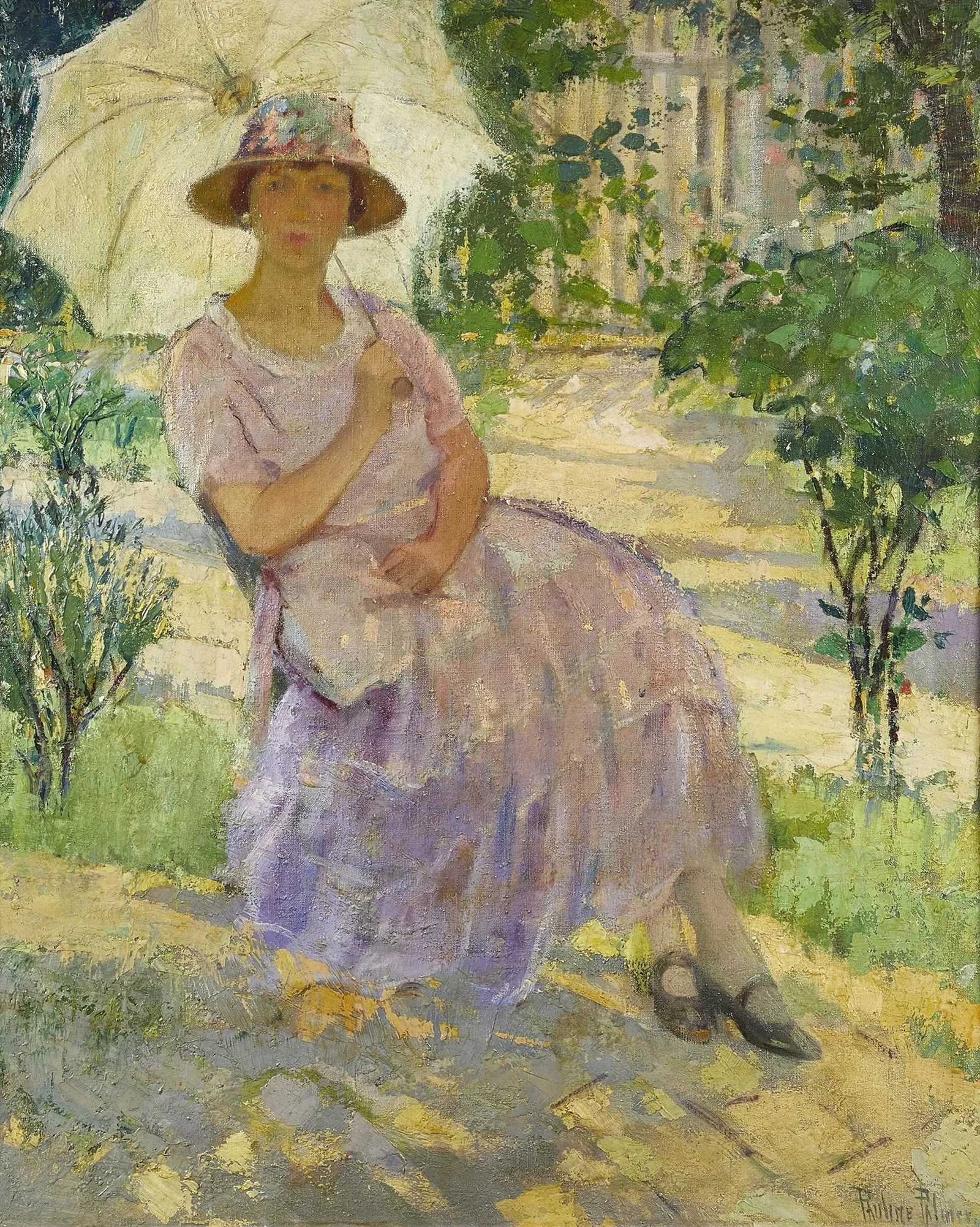 Pauline Palmer (18671938). Woman with Parasol. Oil on canvas, 29 3/4 x 23 3/4 in. Signed lower right: Pauline Palmer
