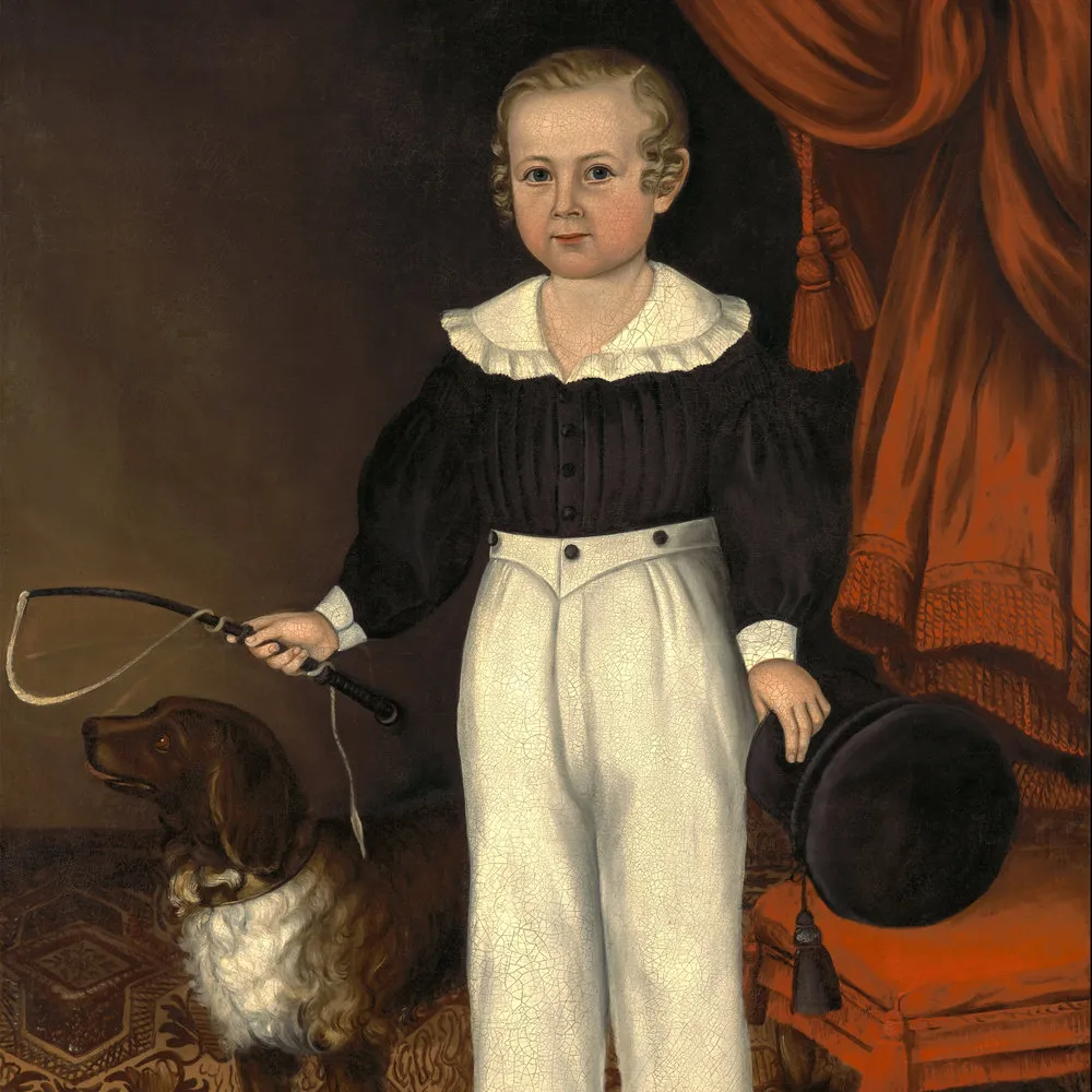 Joseph Whiting Stock (1815–1855), Full Length Portrait of a Young Boy with His Dog, c. 1840-45, oil on canvas, 47 x 38 in. (detail)