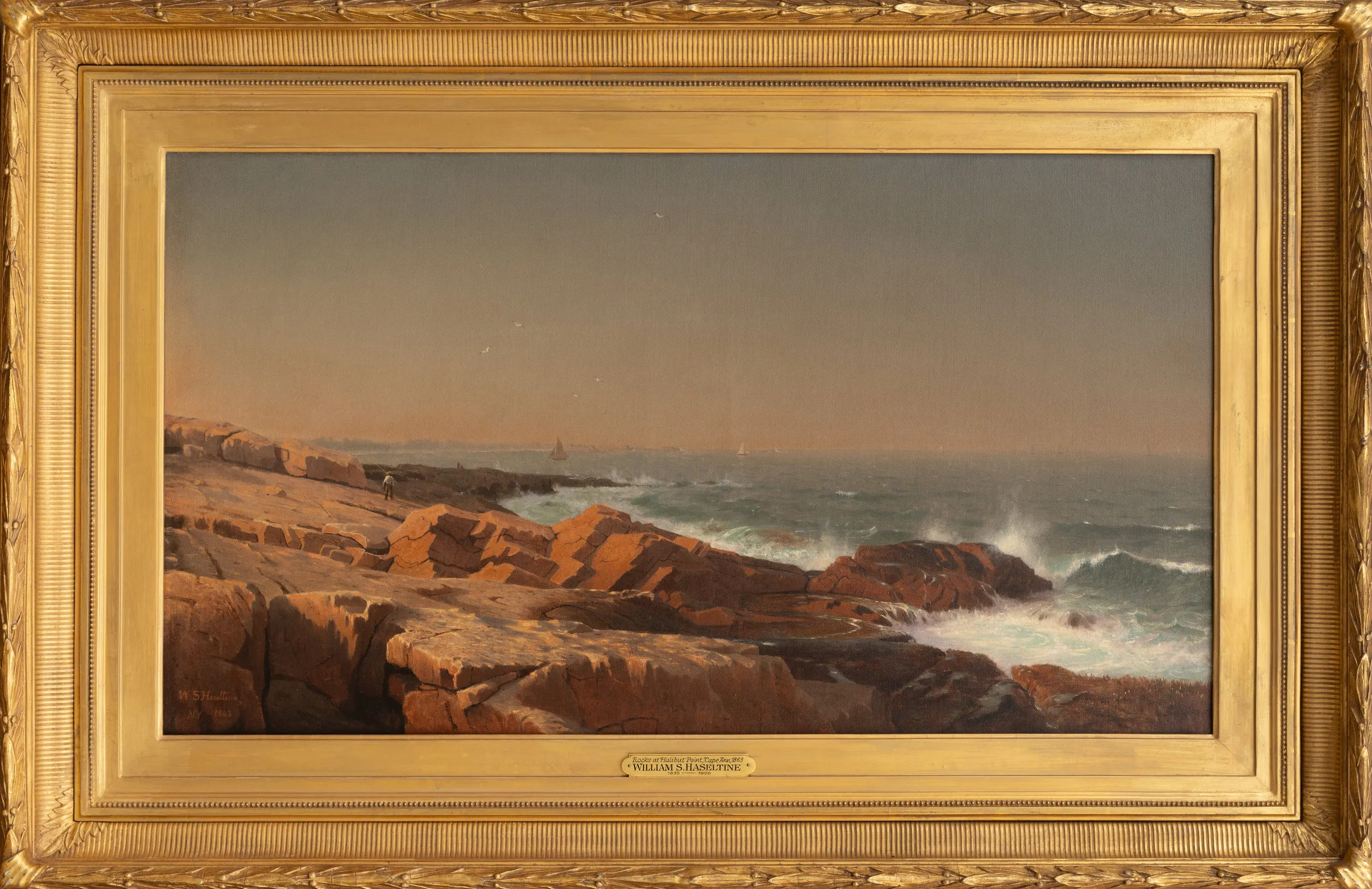 William Stanley Haseltine (1835–1900). Rocks at Halibut Point, Cape Ann. Oil on cavas, 18 1/8 x 32 1/4 in.